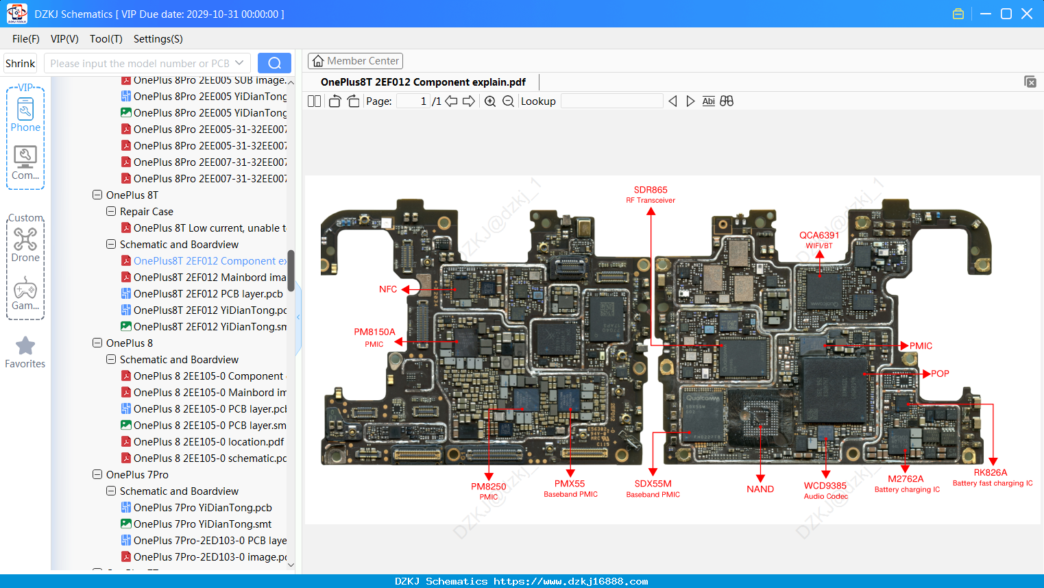 OnePlus8T 2EF012 Component Explain